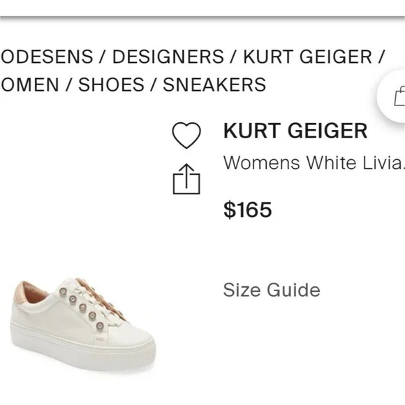 KURT GEIGER LONDONLeather Liviah Sneakers size 5.5 - Picture 6 of 14